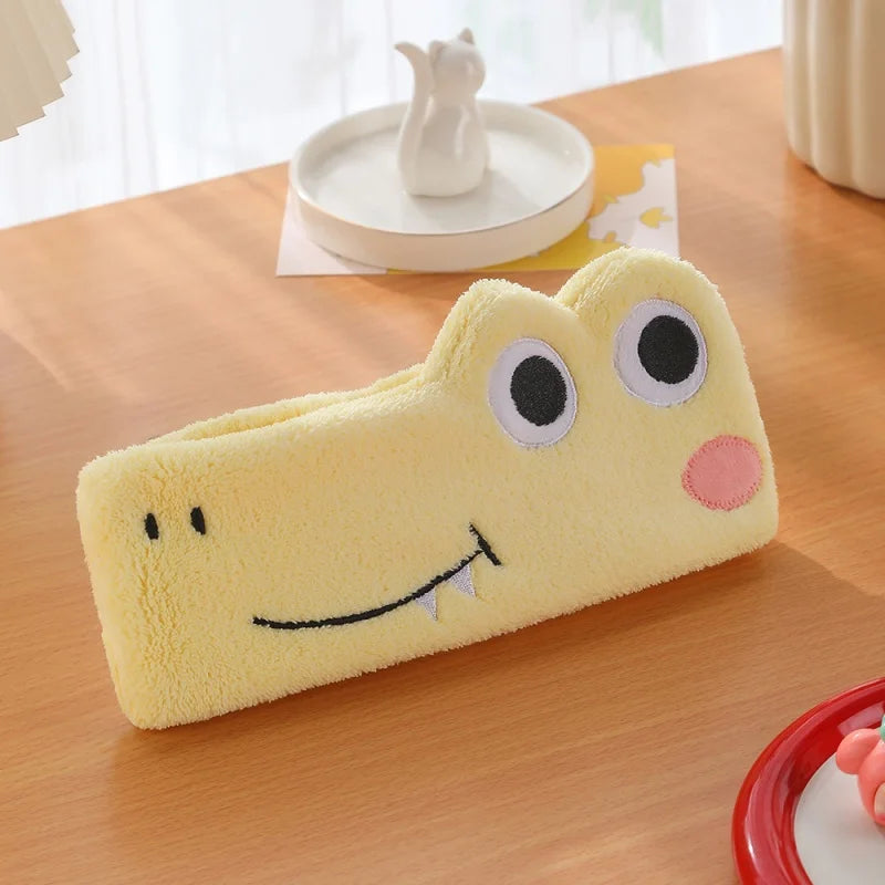 Yellow Series Cartoon Crocodile Hairband, Face Washing Headband, Daily Hairband, Fully Covers Loose Hair, Non-Slip and Anti-Fall Vue