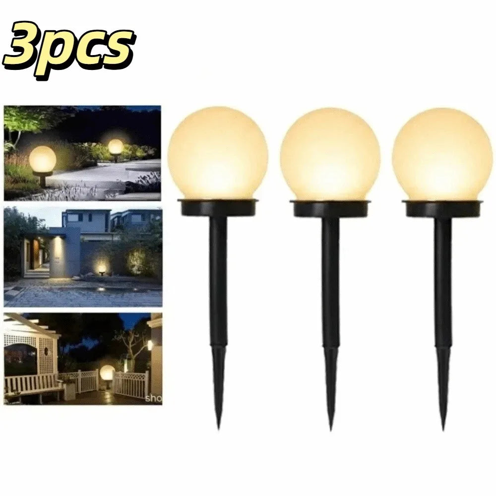 3pcs Energy Efficient Solar Powered LED Lamp Solid Sealed Structure Soft Warm Light Outdoor Garden Light No Wired Power Vue Warm light