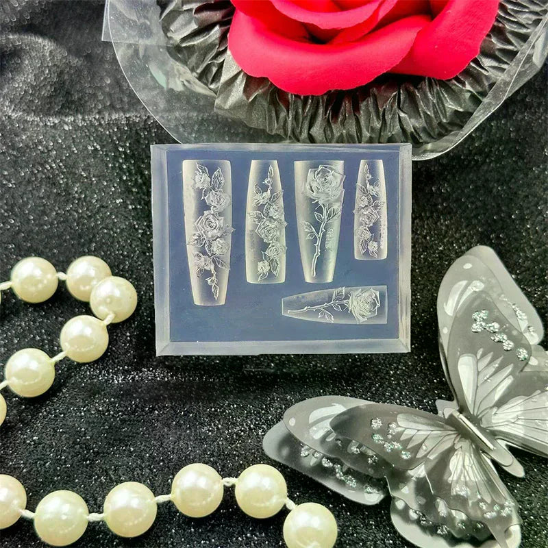 Flexible Nail Art Silicone Molds Create Rose Flower Charm For Professional Design And Jewelry Making Vue