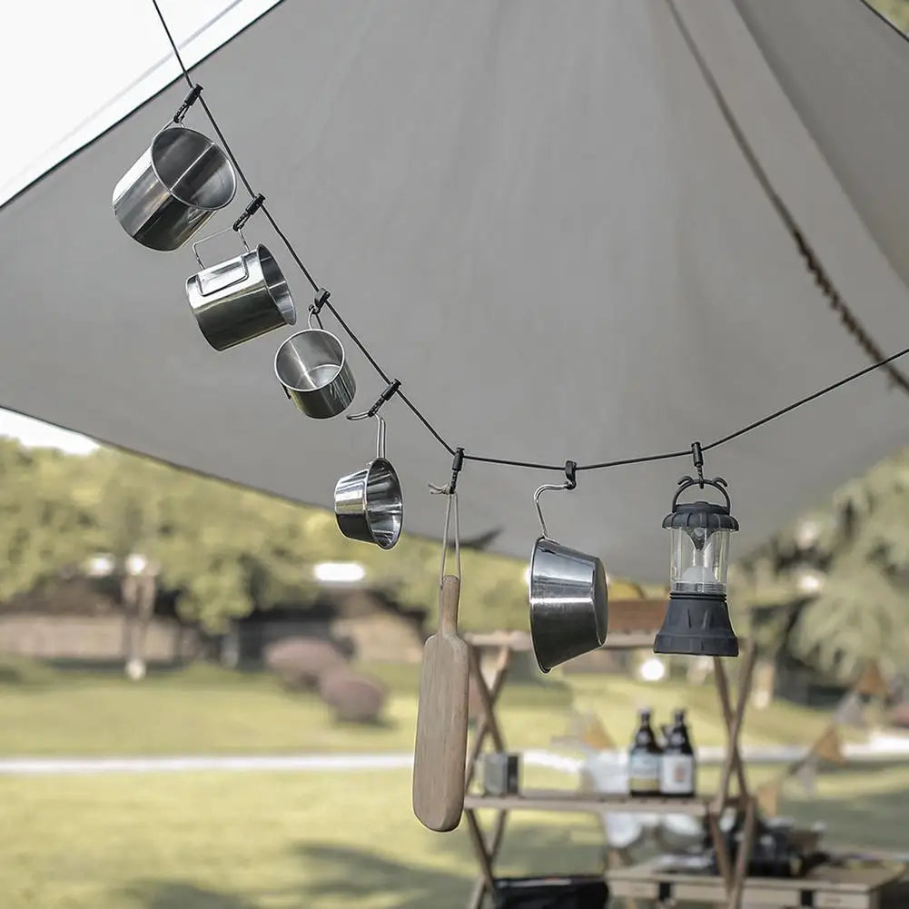 Portable Camping Clothesline Rope – 5M, 10 Hooks & Storage Bag Camping Clothesline Vue