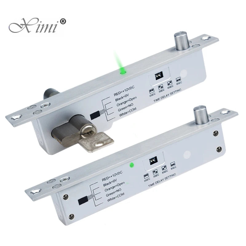 Electric Mortise Lock DC 12V Fail Secure Electric Drop Bolt Lock Door Access Control Security Lock Time Delay With Mechanical Ke Vue