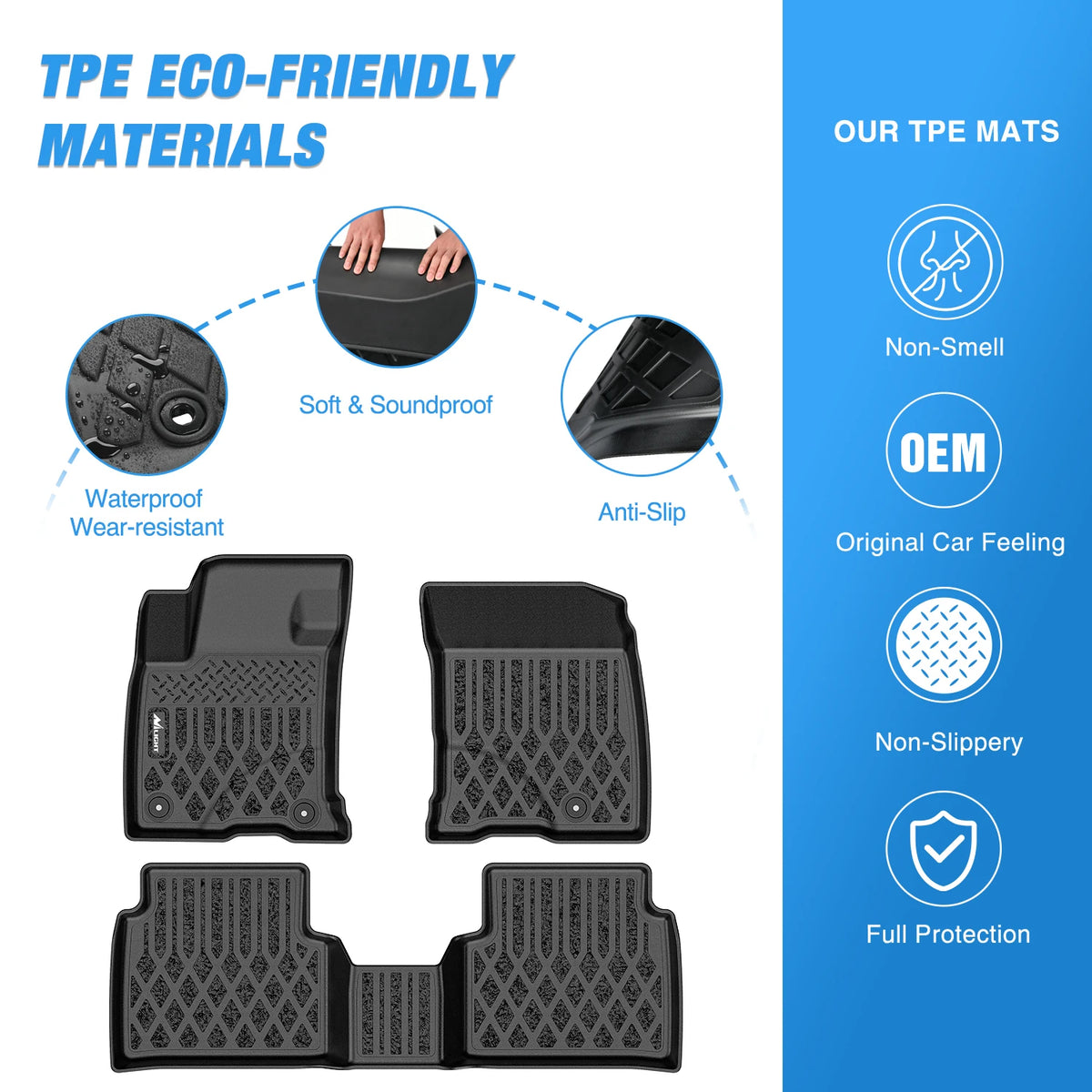 Nilight TPE Floor Mats for Lincoln Corsair (Gas Model) 2020 2021 2022 2023 2024 2025 All Weather Custom Fit Heavy Duty Floor Liners Vue