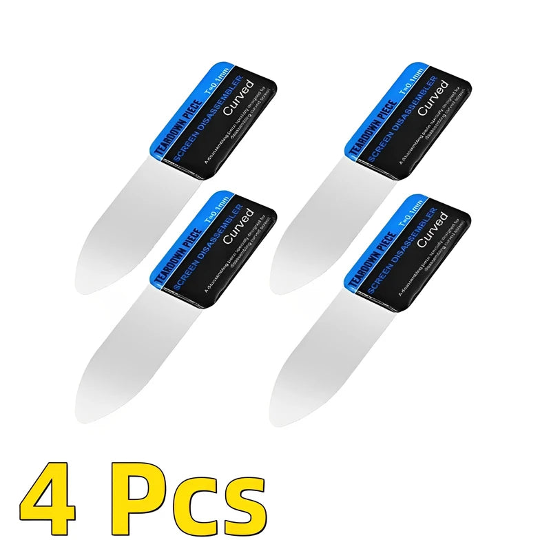 Mobile Phone Curved 1-5Pcs LCD Screen Spudger Opening Pry Card Tools Ultra Thin Flexible Mobile Phone Disassemble Steel Metal Vue 4 PCS