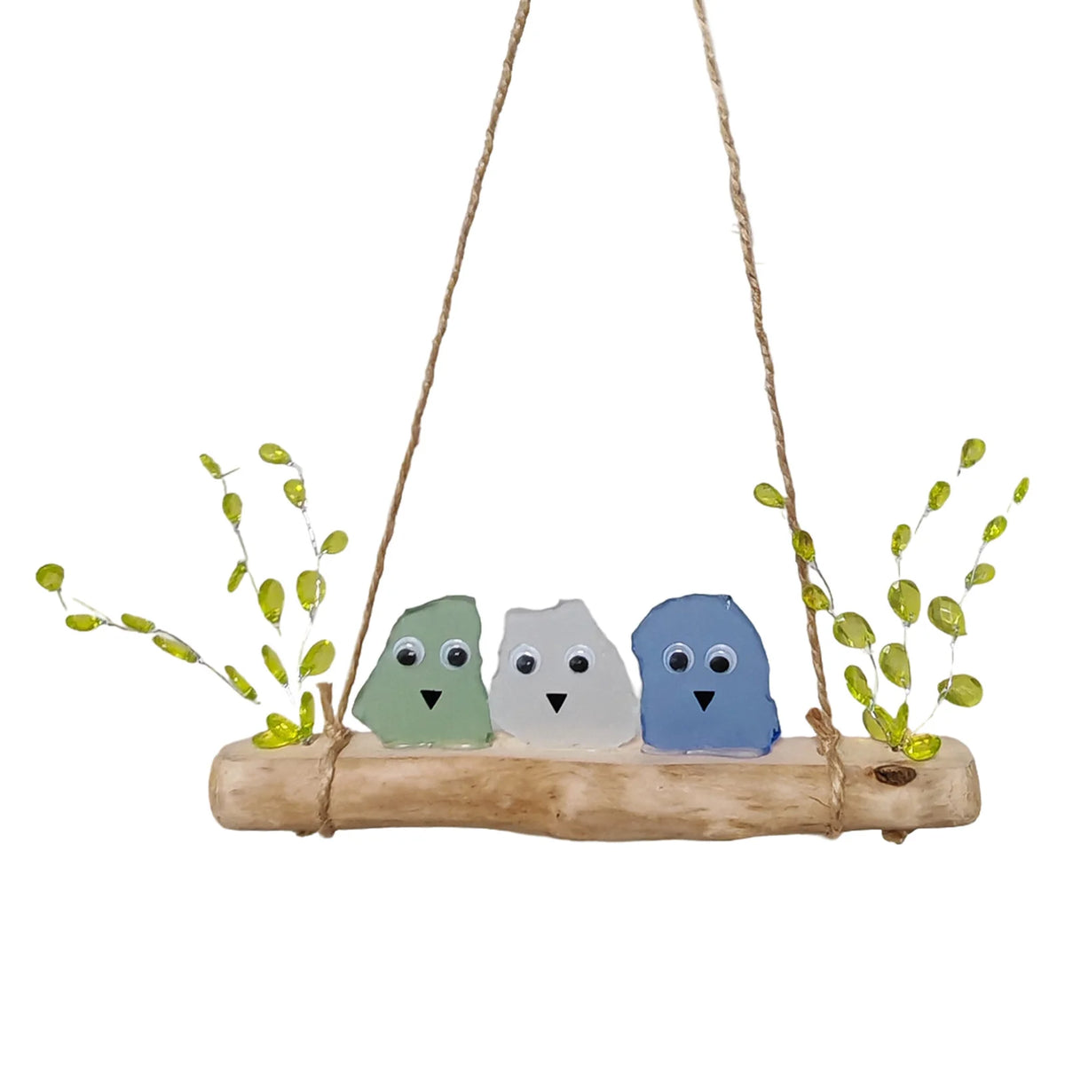 Handmade Sea Glass Rainbow Birds Driftwood Wall Art Ornament Wall Hanging Ornament Vue 3 Birds China Mainland