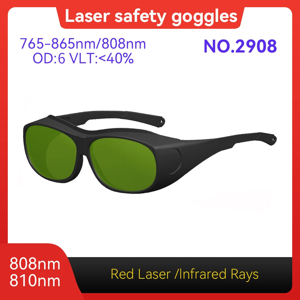 Laser Goggles ANSI Z87.1 Approved OD7+ 800-1100nm Impact-Resistant PA Frame Laser Lenses for High Power Fiber Laser Cutting Vue Model 2908 OD6