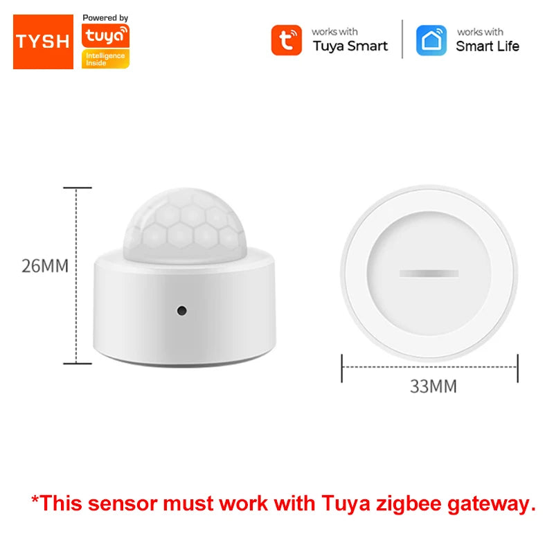 TYSH Tuya Zigbee Human Motion Sensor Smart Home PIR Motion Sensor Detector Security Smart Life Works With Alexa Google Home Vue