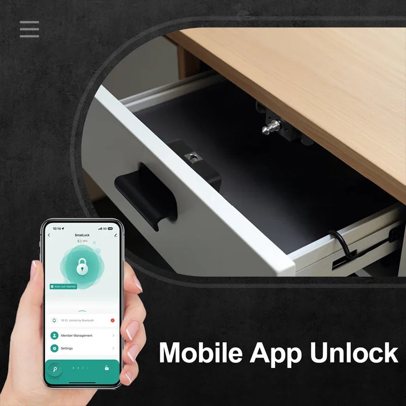 Smart Lock Bluetooth Tuya-Compatible Keyless IC Card Unlock App Remote Control for Wood Cabinet Door Drawer Furniture Lock Vue