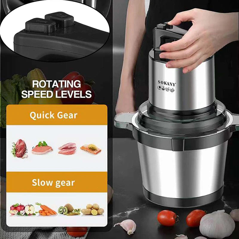 Electric Food Grinder Household Automatic Meat Grinders Vegetables Fruits Nuts Mincer Stainless Steel Bowl Kitchen Appliances Vue