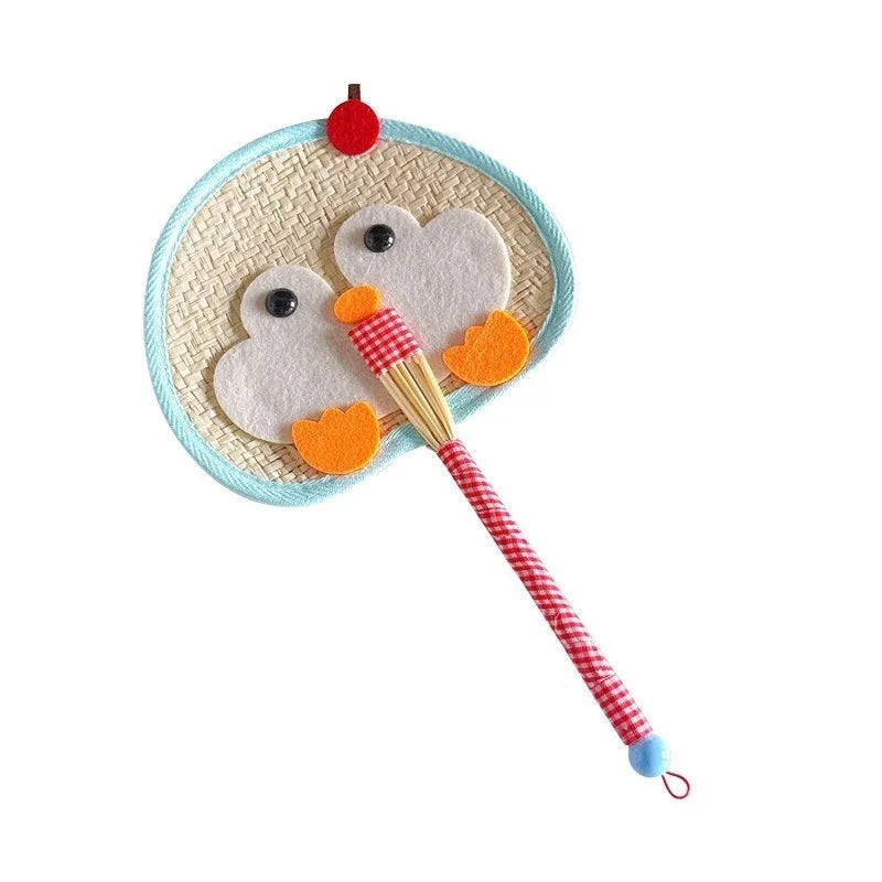 Portable Woven Palm Fan Cute Little House Handheld Summer Photo Prop Home Display Table Decor For Women Kids Beach Gift Cozy Vue