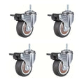 Metal Top Casters Wheels Ball Bearings TPR Rubber Furniture Casters Soft Rubber Threaded Stem Swivel Casters Furniture Vue -2in-Brake