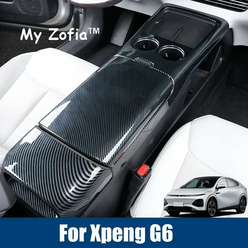 For Xpeng G6 2024 2025 2026 Carbon fiber Wood Grain Decorative Stickers Center Console Gear Shift Lift Frame Panel Accessories Vue