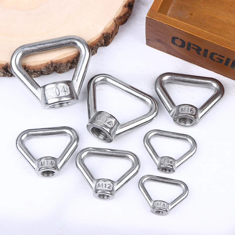 M8 M10 M12 M14 M16 M20 M24 304 Stainless Steel Triangle Lifting Eye Nut Trapezoid Thread Rings Fit For Handle Bolts Vue