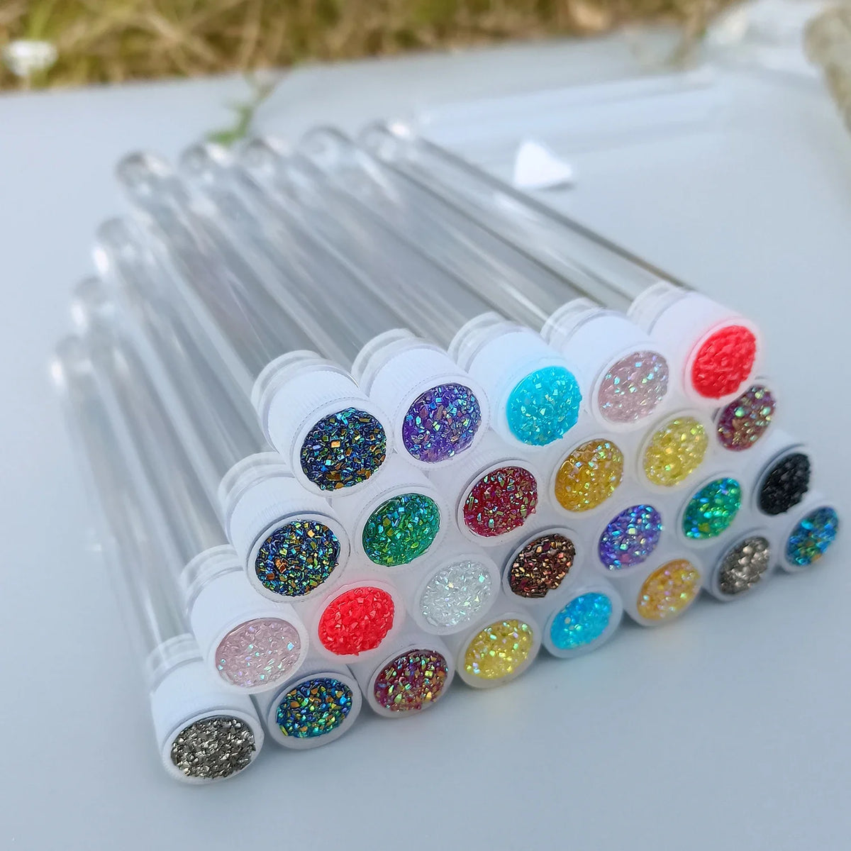 50Pc Reusable Eyebrow Brush Tube Eyelash Brush Eyebrow Brush Replaceable Dust-proof Sparkling Diamond Makeup Brush Vue
