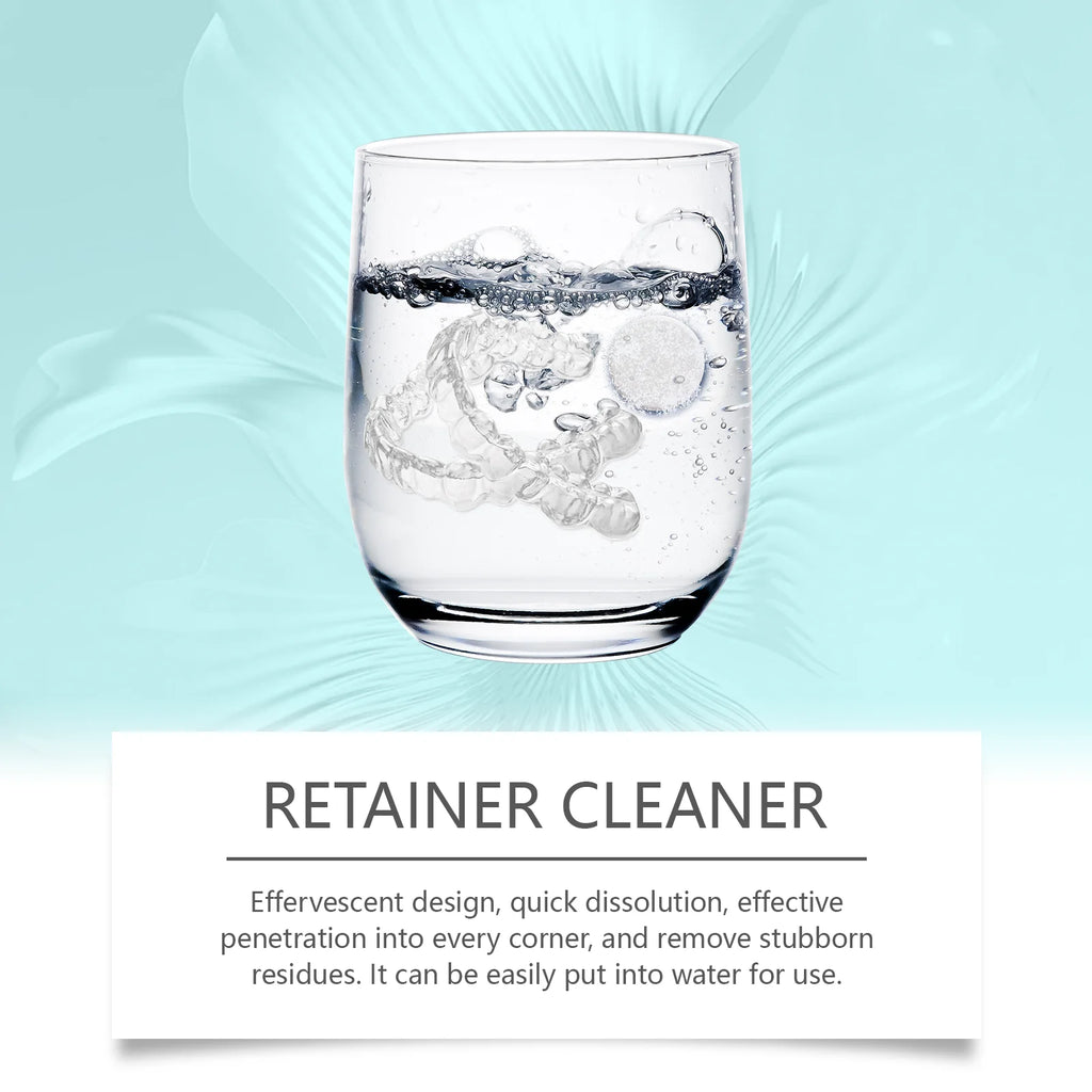 Denture & Retainer Cleansing Tablets • Effectively Removes Plaque & Buildup • Deep Stain Cleaning • Gentle Daily Oral Care Vue