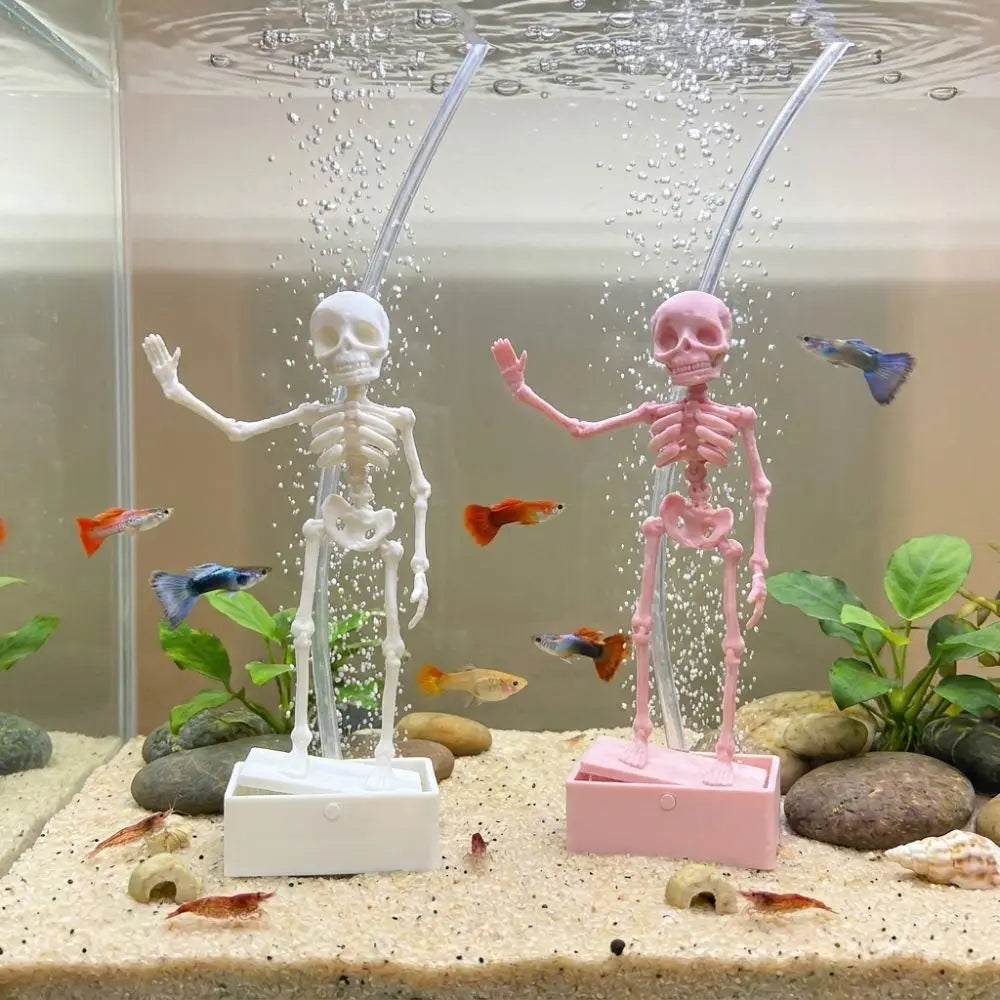 Realistic Dancing Skeleton Aquarium Bubbler with Suction Base Movable Wiggle Fish Tank Dance Skull Bubbler Fade Resistant Vue