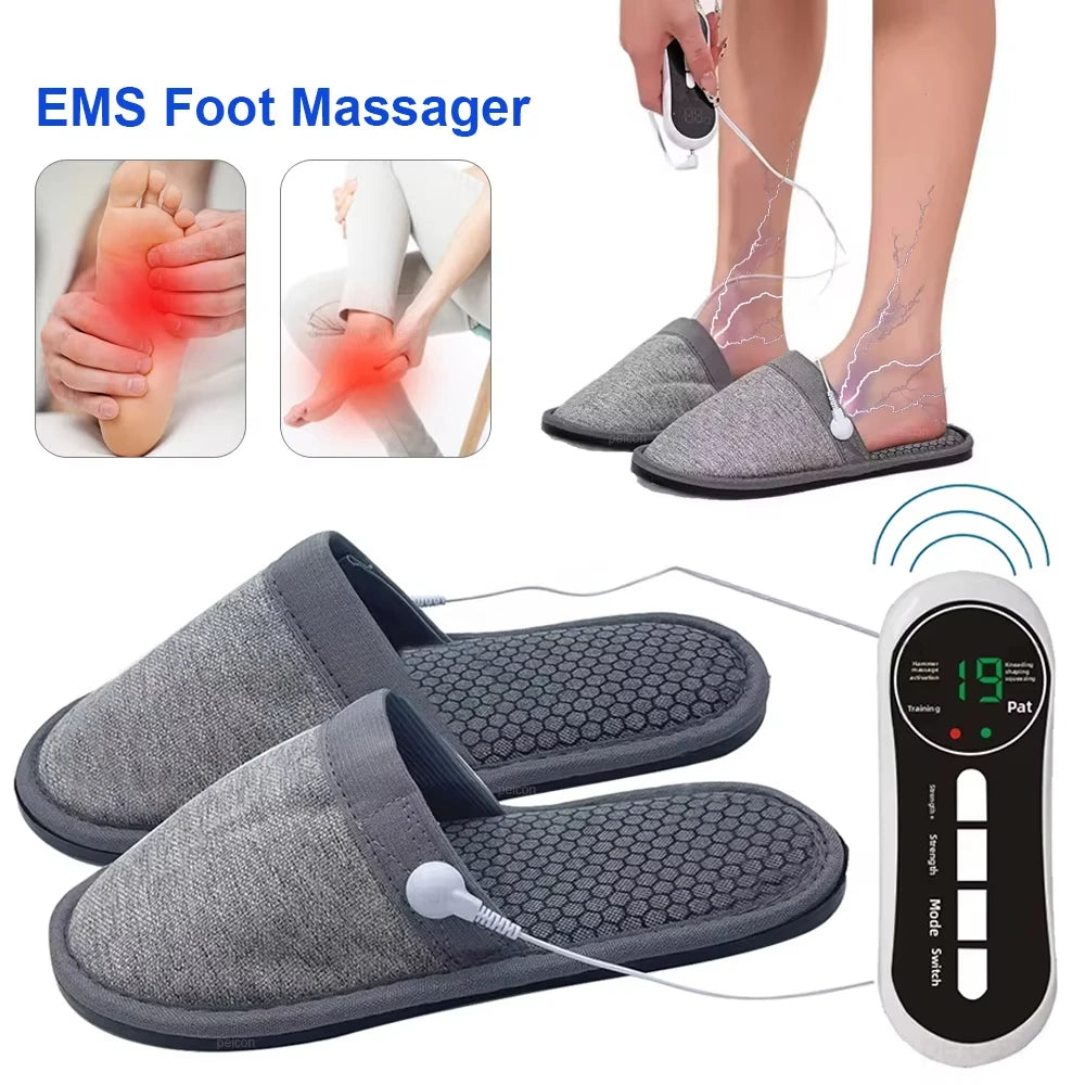 EMS Foot Massager Slippers Electric Feet Massage Shoes with Remote Control Pulse Muscle Stimulator Foot Massager to Relieve Pain Vue
