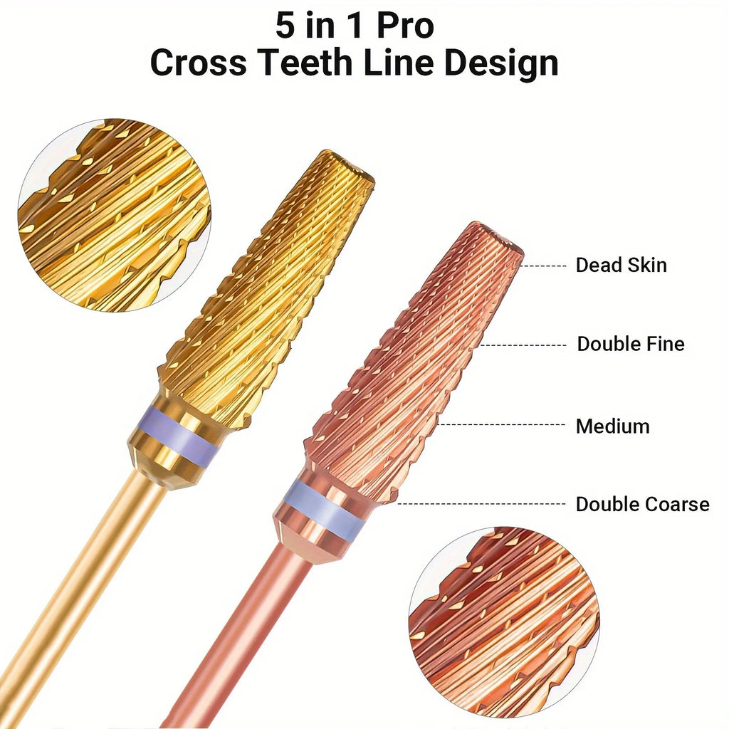 5in1 Pro Nail Drill Bit, Multifunctional Mixed Size Carbide Version, Suitable for Nail Trimming, Foot Care, Removal, Gel Polishi Vue