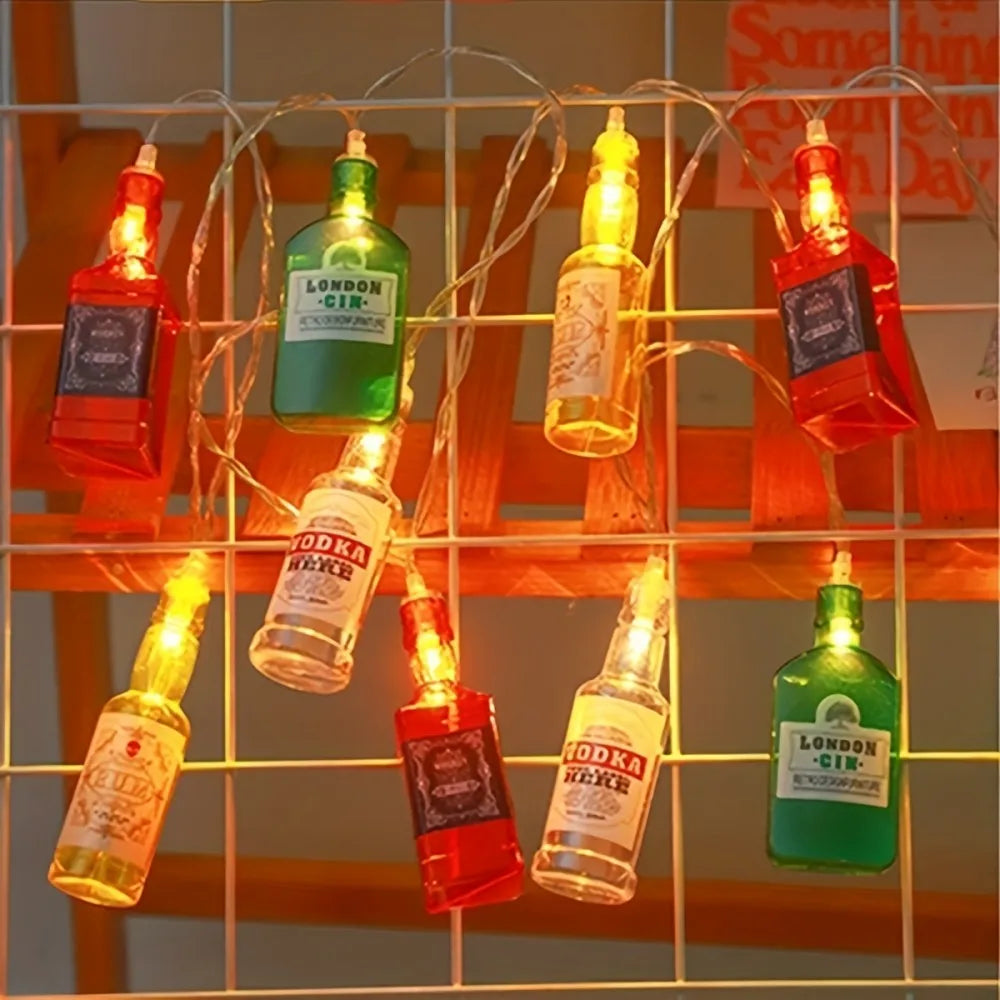 1pc LED Wine Bottle String Lights,Beer Bottle String Lights for Indoor Bars Walls Party Home Birthday Christmas,Battery Powered Vue