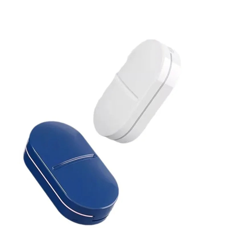 Portable Pill Cutter and Organizer Box with Quarter Splitter Medicine Storage Case for Vitamins Tablets Daily Medication Vue