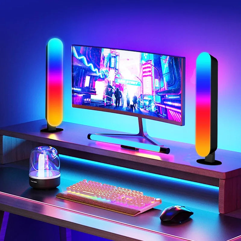 2pcs LED Night Light RGB Ambient Lights with Remote Control For Gaming TV Room Bedroom Decoration Bar Music Rhythm Symphony Lamp Vue