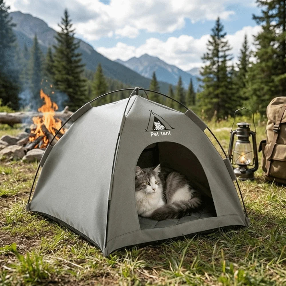 Pet Cage Breathable Pet Tent House Comfortable with Double-sided Mat Feral Cat Shelter Portable Outdoor Pet Tent Travel Vue