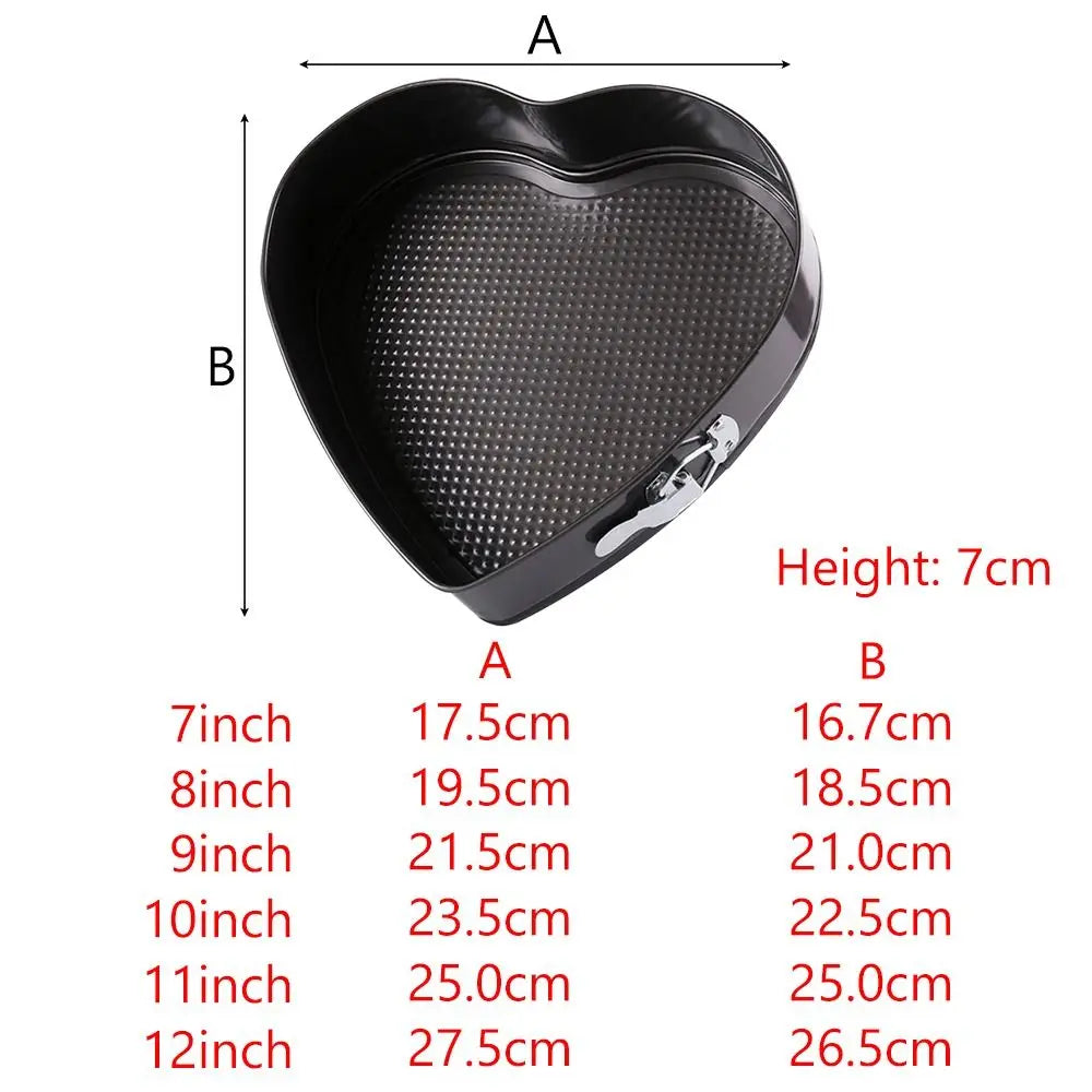 7- Heart Shape Springform Cake Pan Carbon Steel Non-stick Leakproof