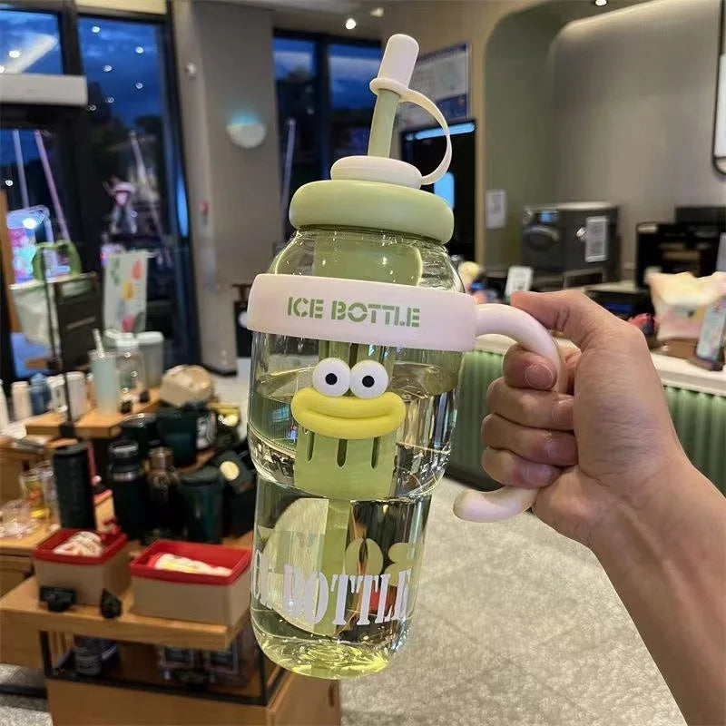 1100ML Water Bottle with Straw and Tea Infuser Large Mouth Leak Proof Lid Travel Sport Tumbler for Beach Outdoor Adventure Vue