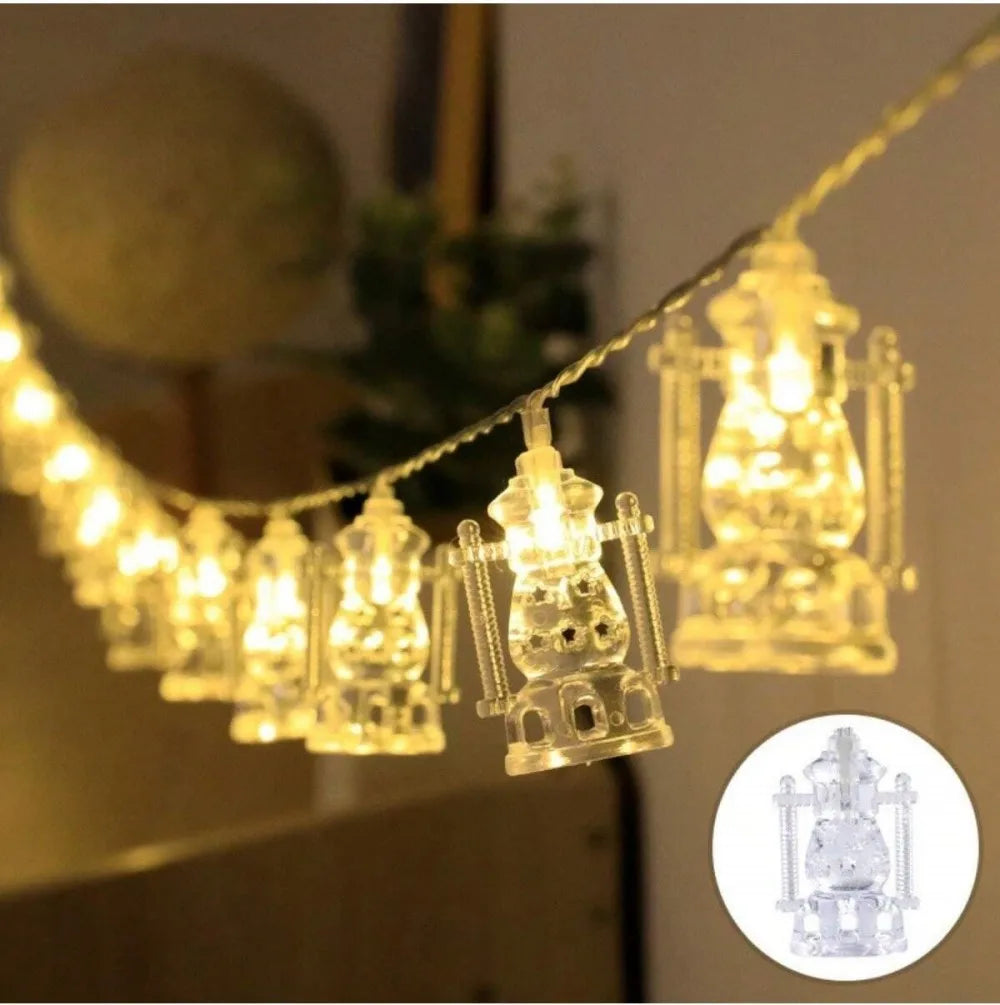 1pc Ramadan Lantern String Lights,59.06/118in LED Fairy Lights for Home Decor,Mosque,Islamic Festival,Religious Celebration Vue Warm white 1PC 1.5M10LED