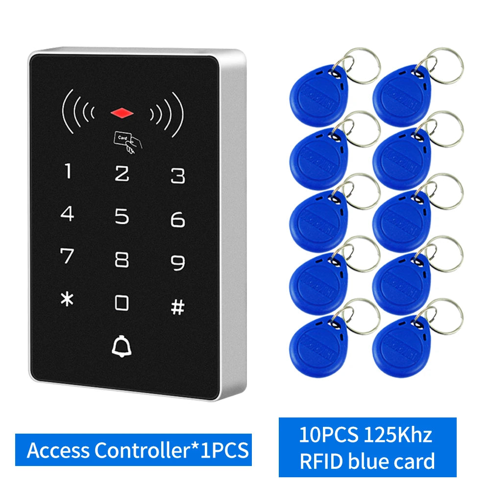 Lucking Door K8 2000 Users 125kHz / 13.56MHz RFID Keypad Stand Alone Access Control Panel Wiegand 26 Gate Door Opener DC 12V Vue K8-EM 10 key 125Khz