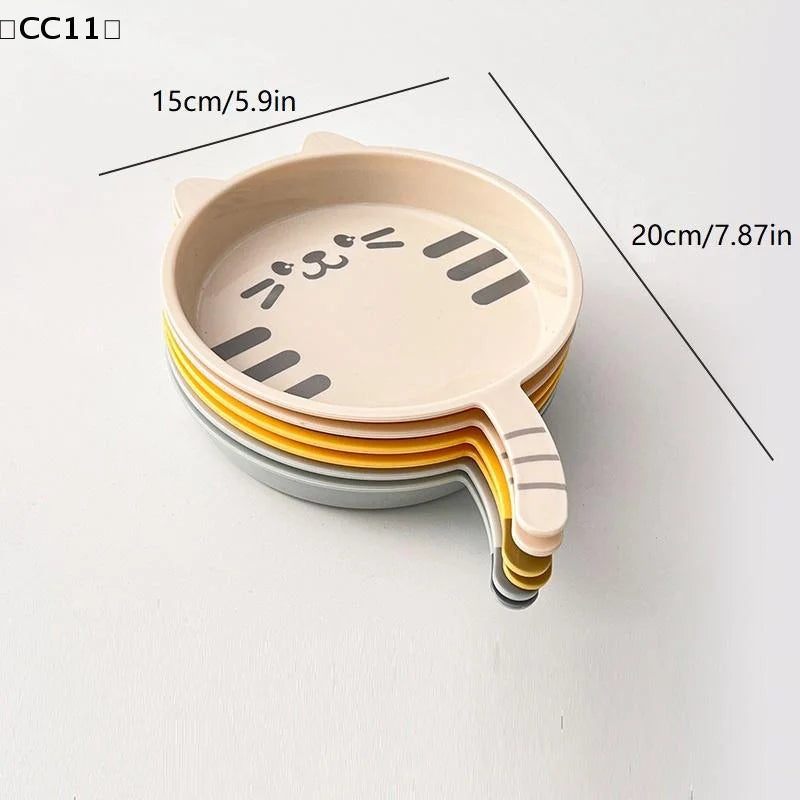 Cute Cat Pattern Plastic Dessert Snack Food Plate Reusable Spit Bone