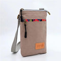 Solid Canvas 3 Layer Crossbody Cell Phone Bag Simple Cloth Women's