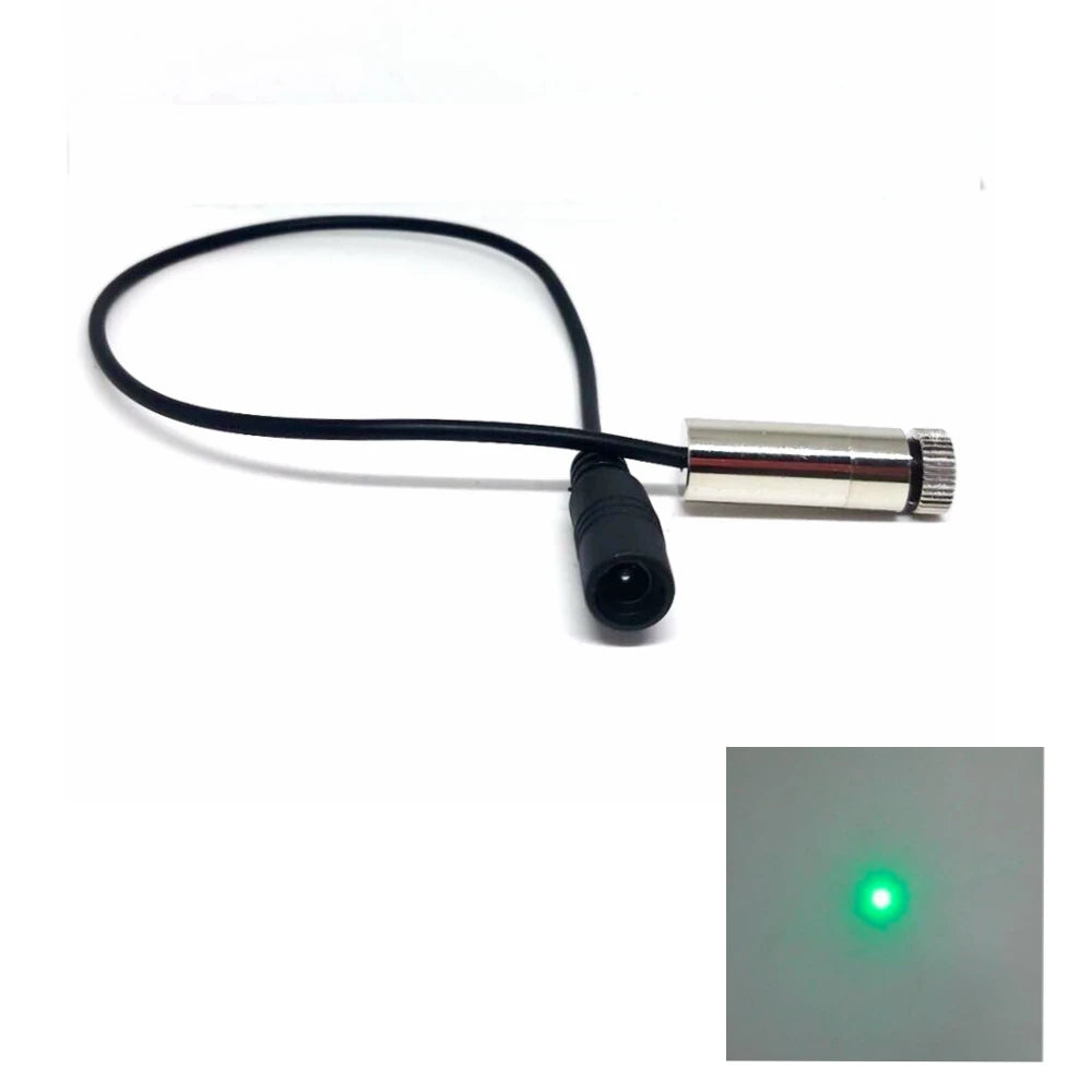 Focusable 515nm 520nm 10mW Laser Module Cross/Line/Dot Green Beam With 5V AC Power Adapter 12*35mm Vue Dot None