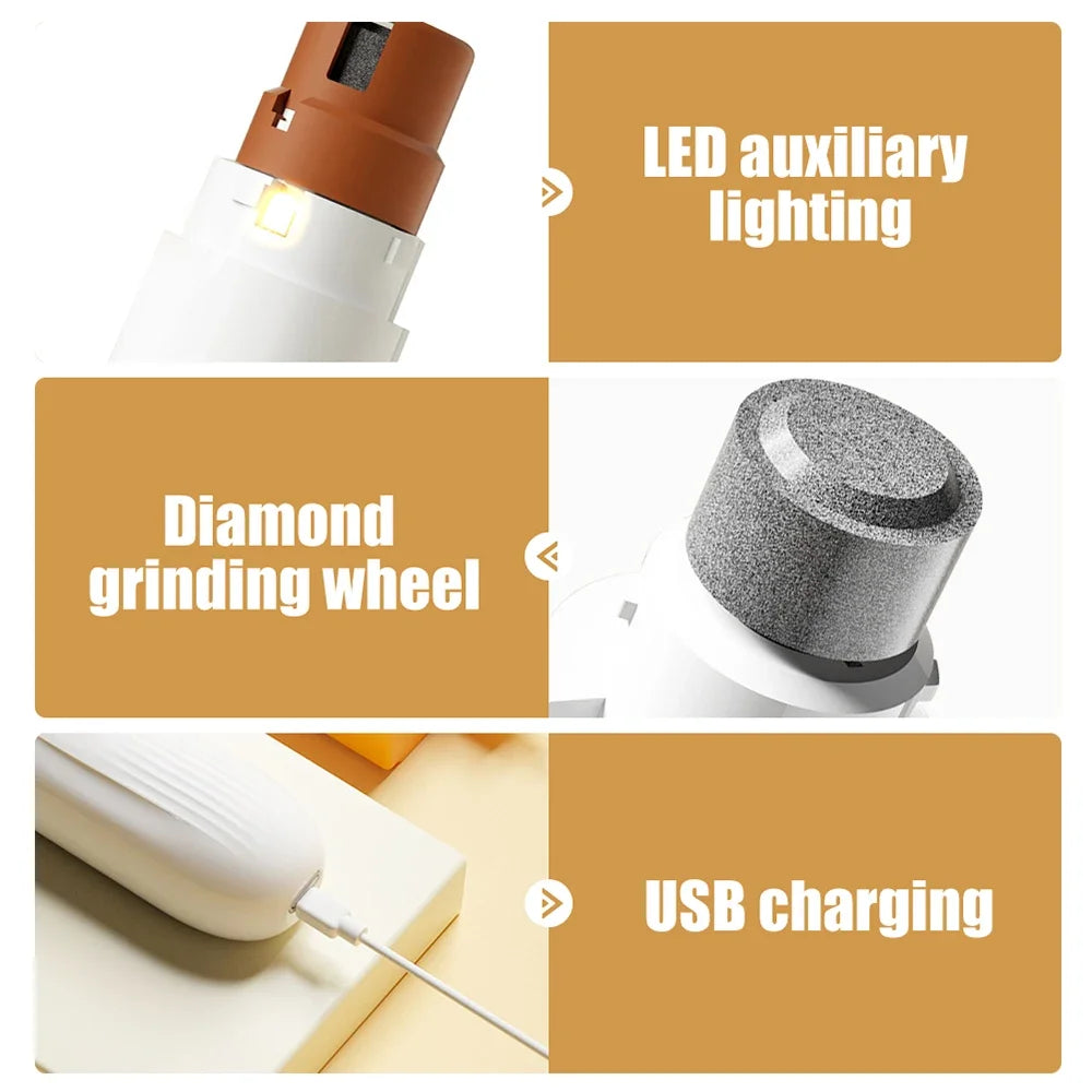 USB Electric Dog Nail Clippers Pet Nail Grinder Rechargeable Dog Nail Grinder Puppy Cat Paw Nail Trimmer Dogs Accessories Vue