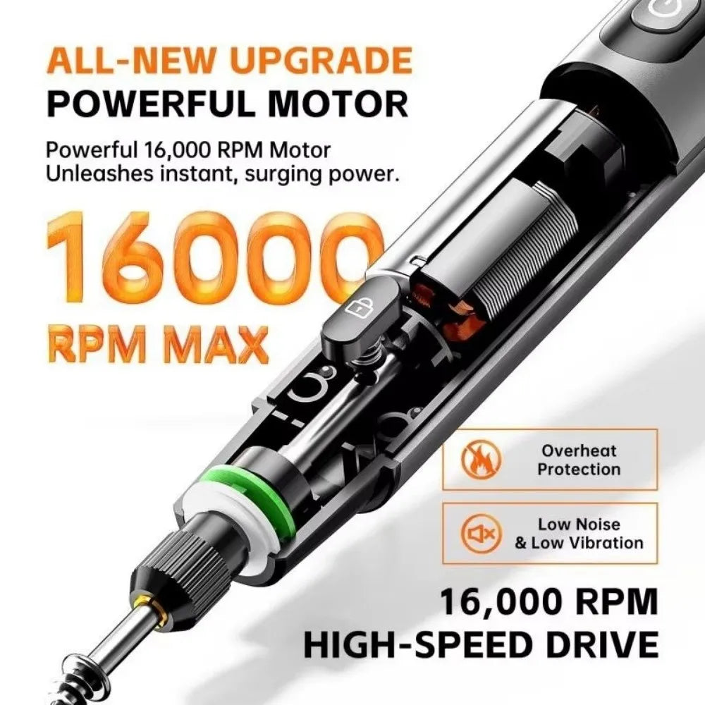 Wireless Digital Electric Mini Drill Adjustable Speed Digital Electric Grinder Handheld with LED Light Engraving Pen Woodworking Vue