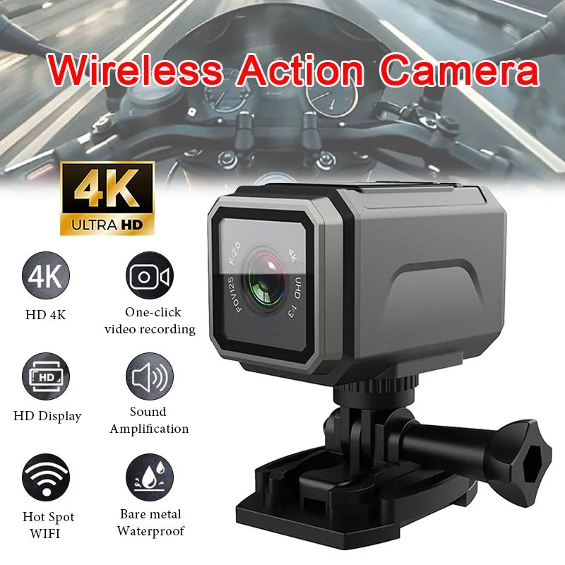 4K Ultra HD Action Camera Wireless Wi-Fi Outdoor Waterproof Anti-shake Multi-Function Cycling Recorder Mini Motorcycle Cam Vue