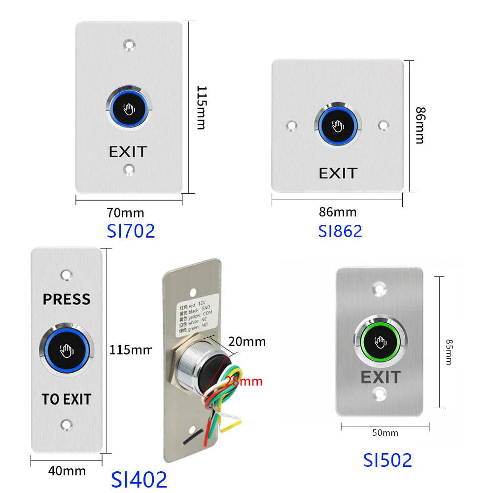 Infrared No Touch Exit Switch Induction Type Release Exit Button Switch Sensor Access Control DC12V-24V With LED Waterproof Vue