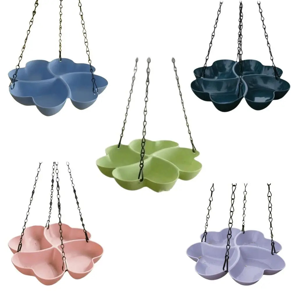 Flower Shaped Hanging Bird Feeder Large Capacity Durable Hummingbird Feeder Multipurpose Adjustable Chain Chain Feeding Tray Vue