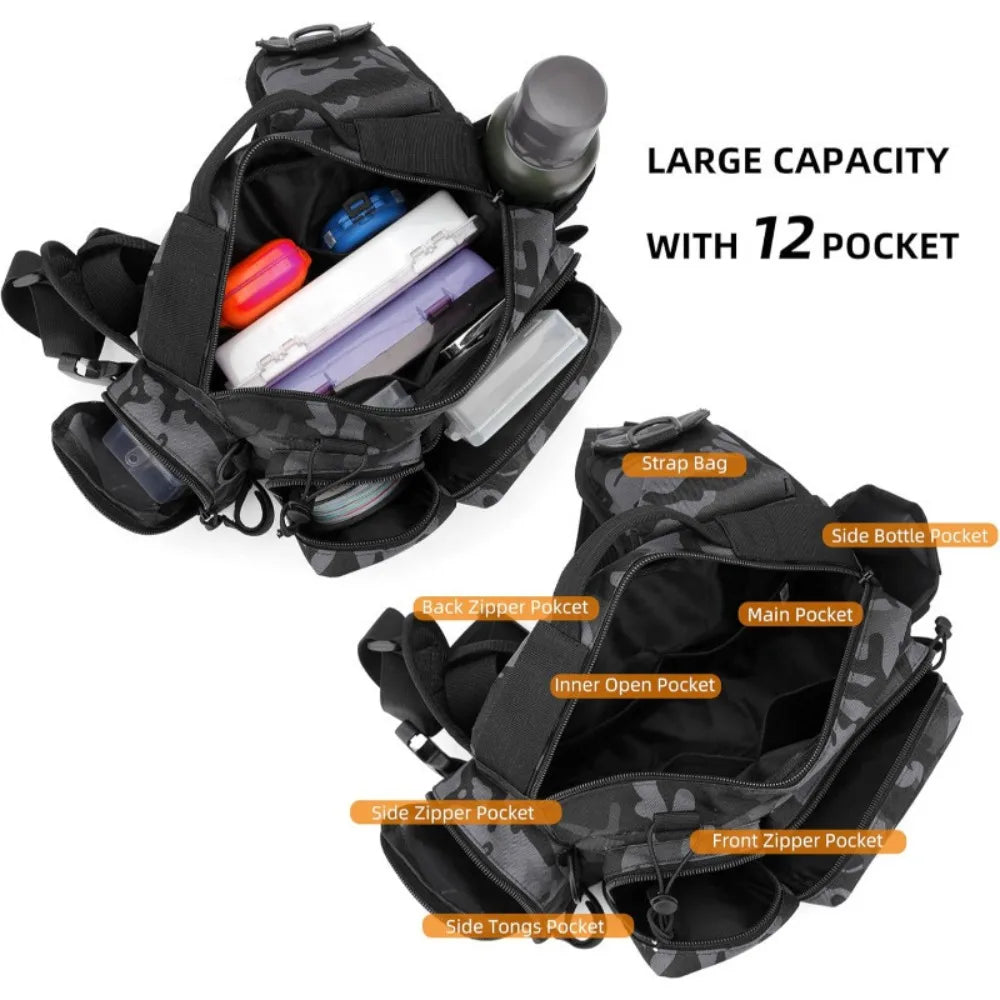 Spot Multifunctional Casual Luya BagChest Bag Waist Bag Outdoor Shoulder Crossbody Bag Fishing Rod BagEquipment Fishing Bag Back Vue