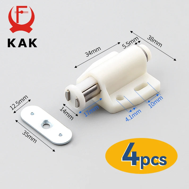 KAK 4PCS Push to Open Cabinet Catches Magnetic Heavy Duty Push Latch Lock Hidden Handle for Kitchen Cabinets Drawer Hardware Vue