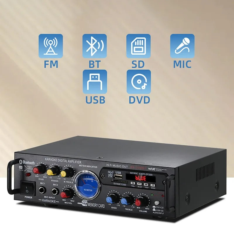 12V 220V HiFi Digital Bluetooth Amplify Channel Surround Sound Amplifiers Home Plug and Play Car Onboard Professional Amplifier Vue