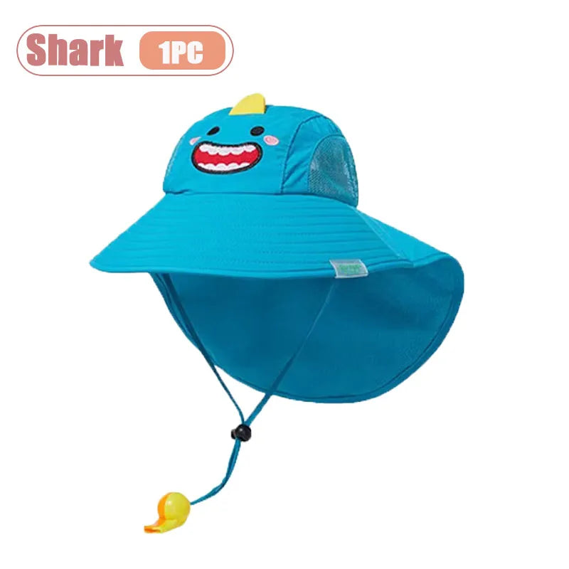 1-10PCS Kids UV Protection Sun Hat Baby Toddler Bucket Hat Wide Brim Breathable Outdoor Cap for Boys Girls Spring Summer Vue Shark-1PC