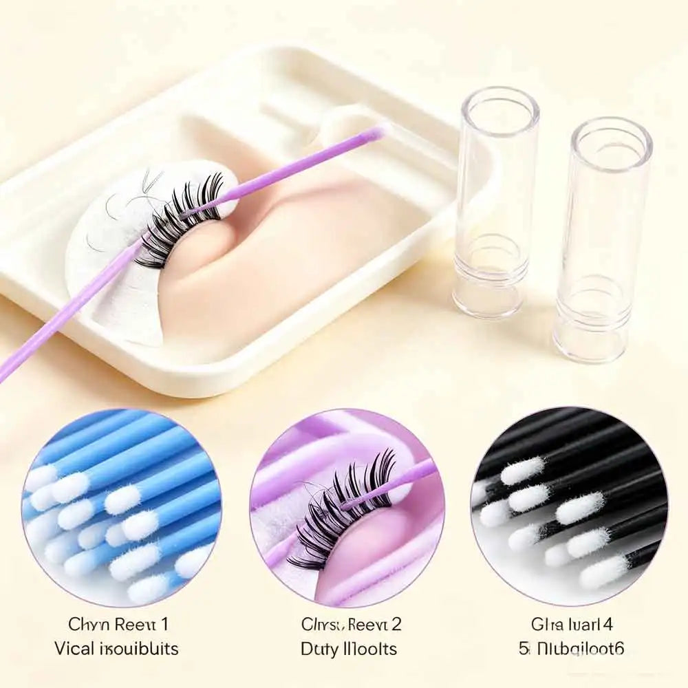 100pcs/bucket Grafting Eyelash Cleaning Swabs; Disposable Microbead Applicators; Makeup Cleaning Swabs Vue