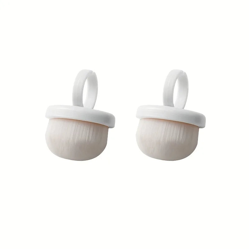Soft Short Handle Nail Ring Brush, Gentle Nail Dust Remover, Fragrance-Free Soft Bristle Manicure Brush for Salon & Home Use Vue White - 2pcs