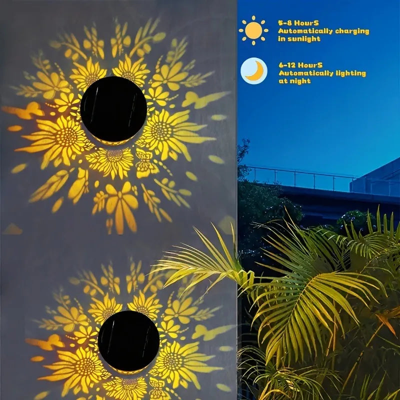 1-8PCS Solar Flower Sun Wall Lantern Outdoor Waterproof Garden Decorative Landscape Sconce for Yard Fence Home Exterior Vue