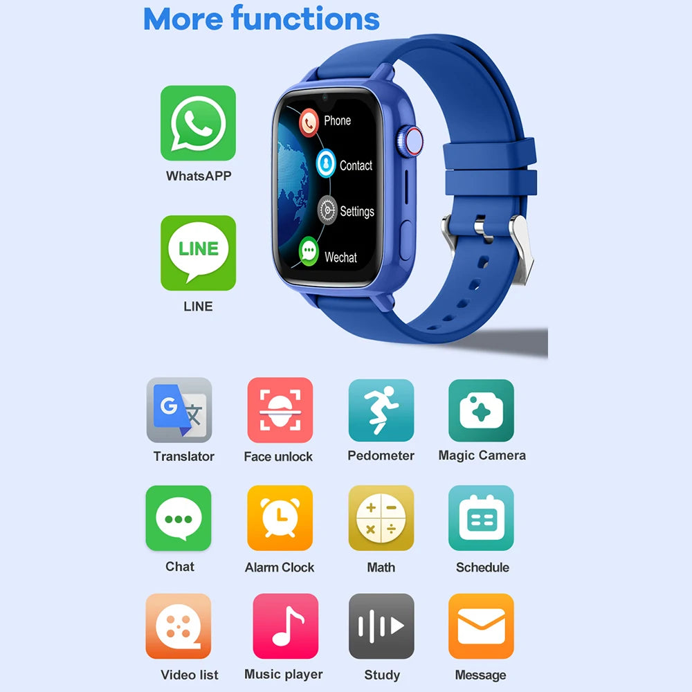 4G Smart Watch Kids GPS WIFI Video Call SOS APP Download Child Smartwatch Camera Monitor Tracker Location Phone Watch Vue