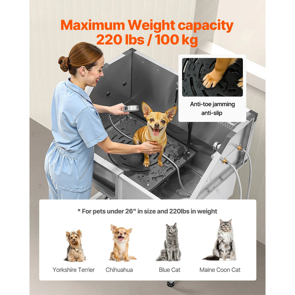 38" Stainless Steel Dog Washing Station & Pet Grooming Tub Pet Grooming Tub Vue