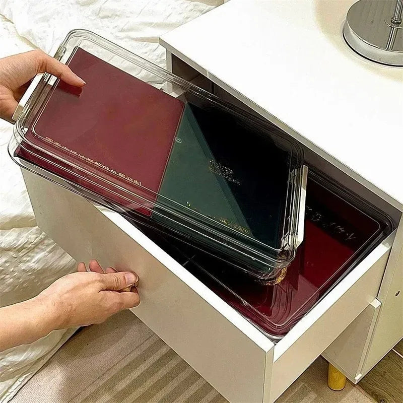 Acrylic Transparent Desktop Paper Storage Box A4 File Document Exam Paper Organizer Household Dust Proof Card Holder Case Vue