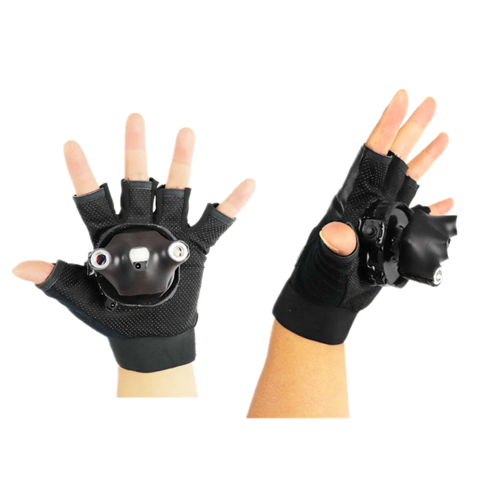 650nm Red Auto Rotating Laser Gloves Lazer Finger Lamp Whirlwind Handheld Cannon LED Palm Gyroscope Light Up Glasses Party Dec Vue
