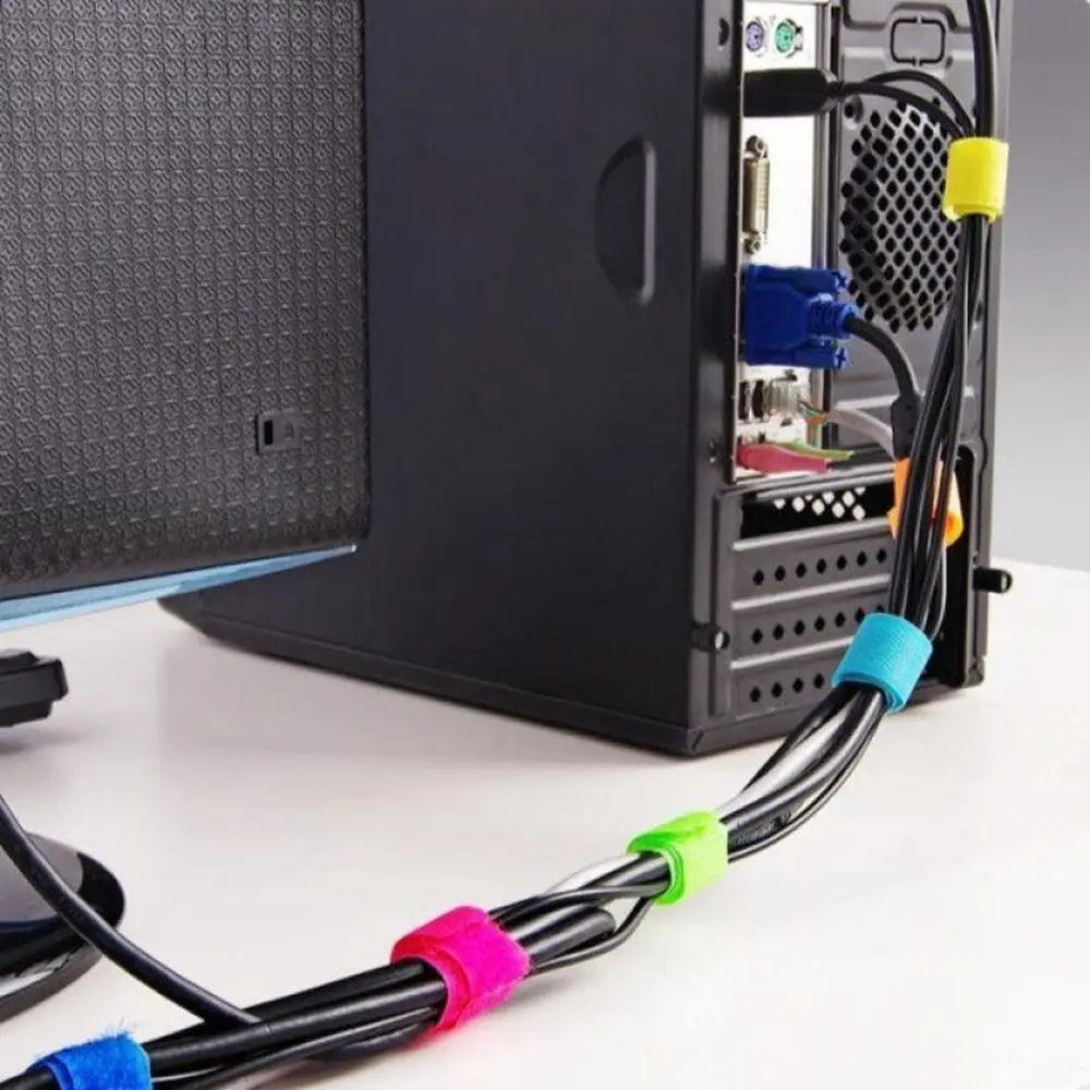 Magic Sticker Fastener Wire Organizer Wiring Accessories Loop Rope Holder Cable Ties Cable Winder Nylon Strap Vue black
