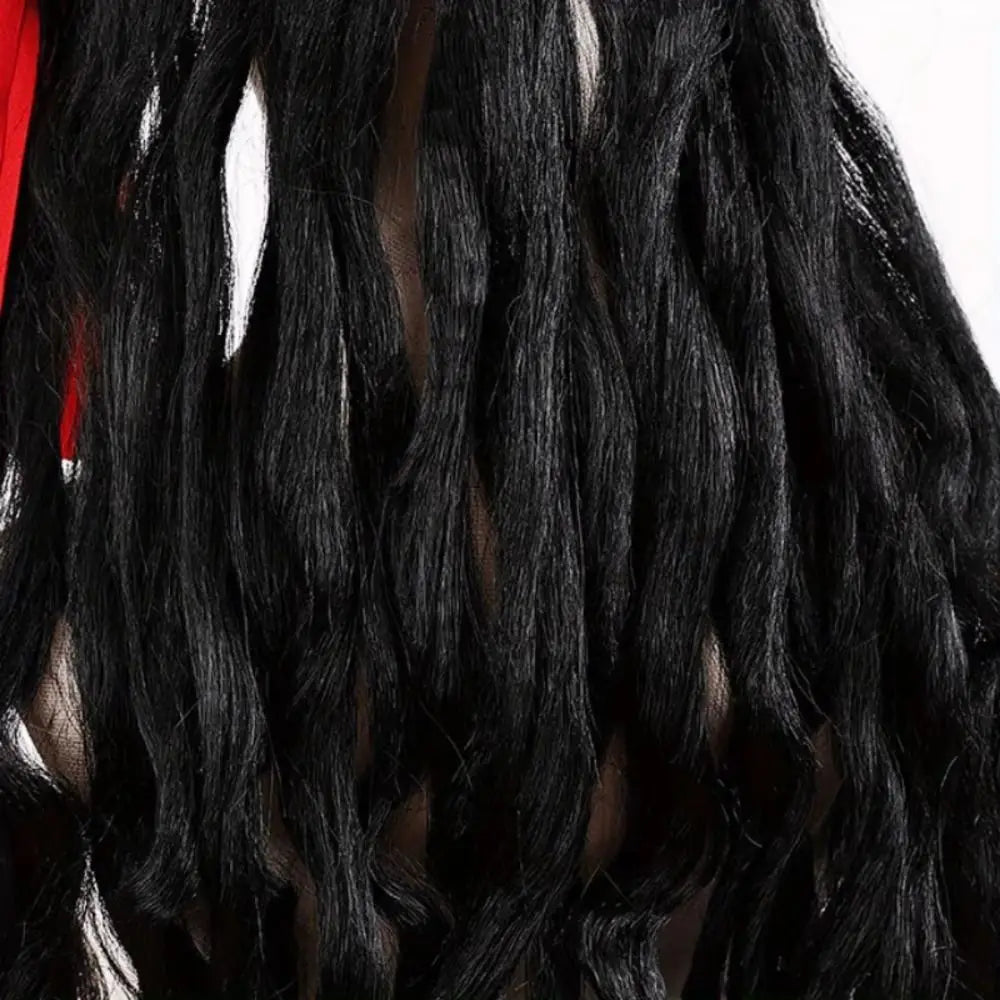 Masquerade Curly Hair Pirate Hat Stage Performance Synthetic Fibers Captain Cos Wig Role Play Black Long Cosplay Wig Halloween Vue